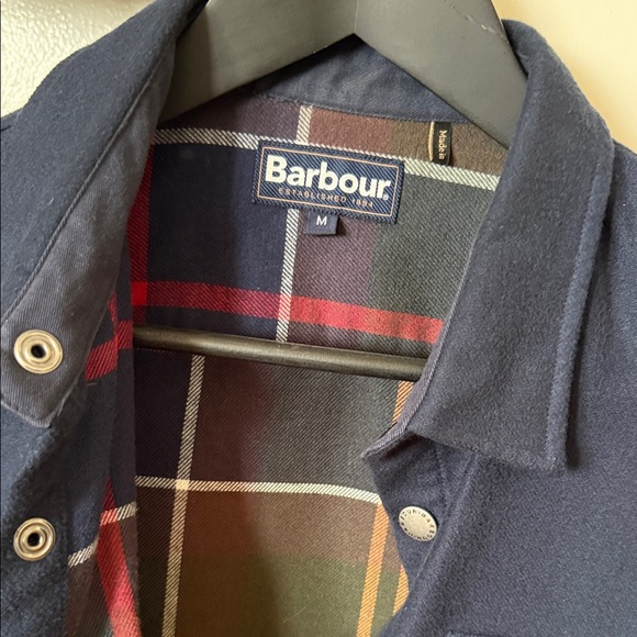 Barbour Dark Blue Jacket with Multicolor Plaid Lining - Picture 1 of 6
